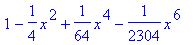 1-1/4*x^2+1/64*x^4-1/2304*x^6