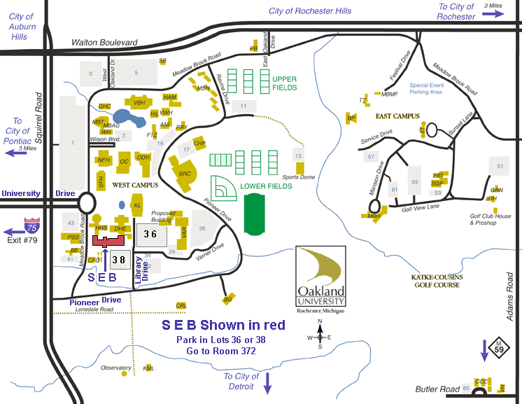 map of oakland university campus Campus Map Of Oakland University map of oakland university campus
