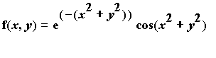 f(x,y) = exp(-(x^2+y^2))*cos(x^2+y^2)